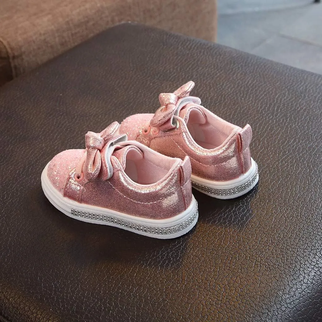 Girls Sneakers,Sequins Sport Bowknot Run Bling Crystal Baby Girls Boys Children Shoes Baby Shoes Baby Shows