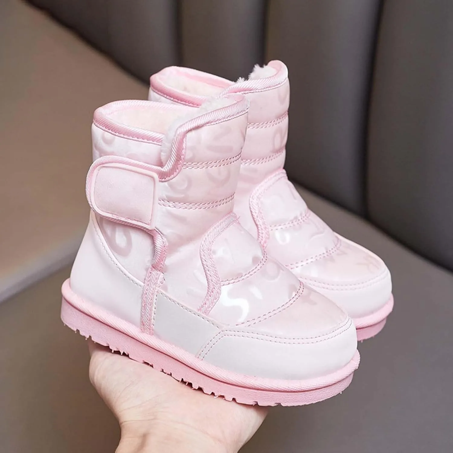 Girl's Warm Winter Boots Girls Boys Snow Boots Outdoor Warm Comfortable Non Slip Mid Calf Cute Furry Lined Shoes