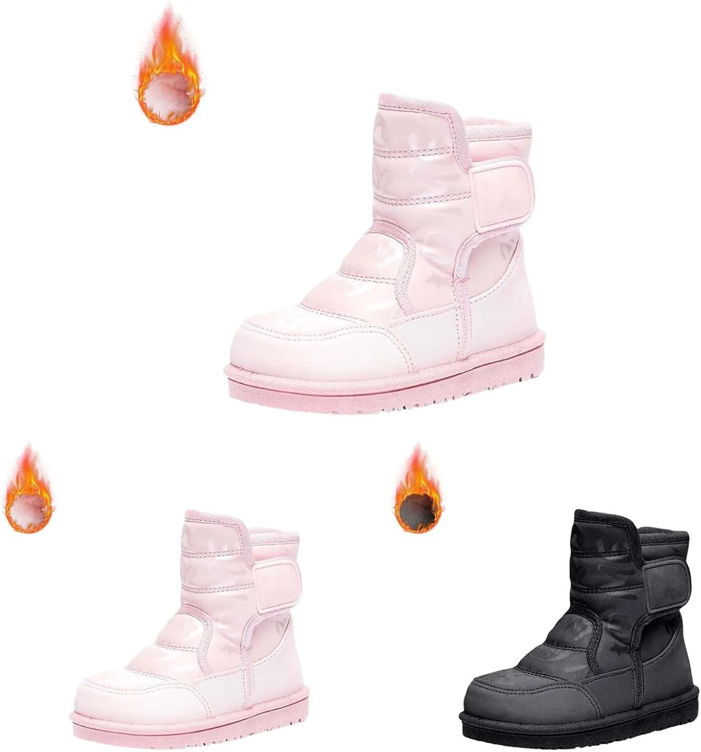 Girl's Warm Winter Boots Girls Boys Snow Boots Outdoor Warm Comfortable Non Slip Mid Calf Cute Furry Lined Shoes