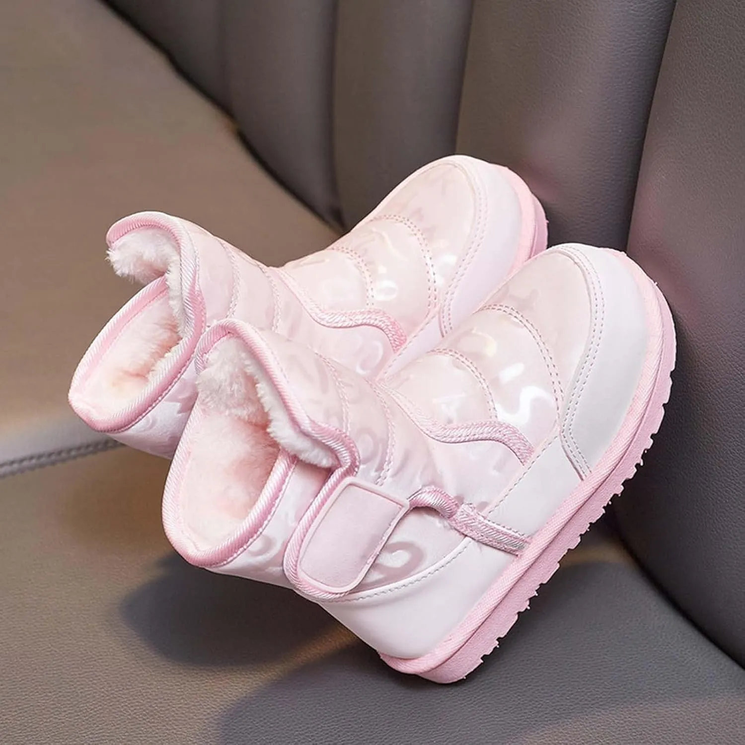 Girl's Warm Winter Boots Girls Boys Snow Boots Outdoor Warm Comfortable Non Slip Mid Calf Cute Furry Lined Shoes