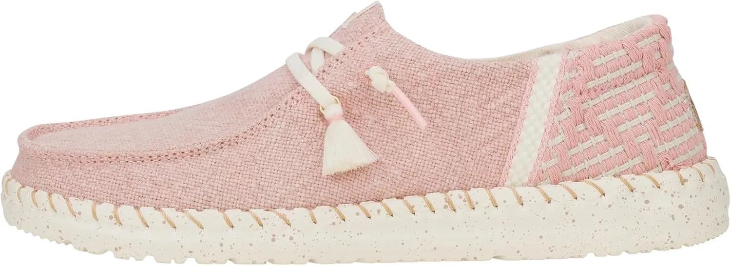 HEYDUDE Wendy Funk Coastal Jute Pink Size 6, Women’s Shoes, Women’s Slip-on Loafers, Comfortable & Light-Weight