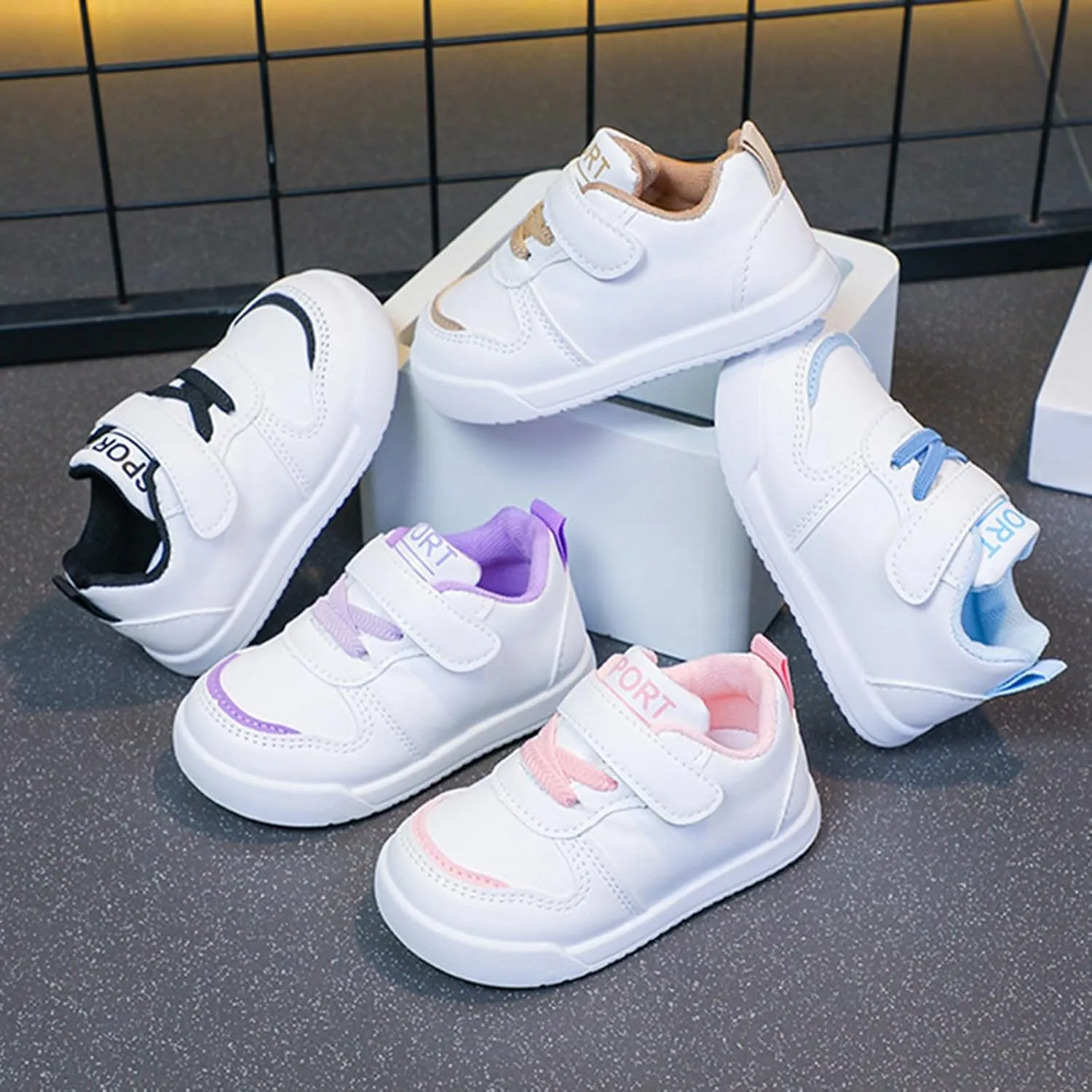 Infant Kids Sneakers School Running Loafers Lo𝐰 Top Walking Tennis Casual Shoes Strap Athletic Sneakers for Children