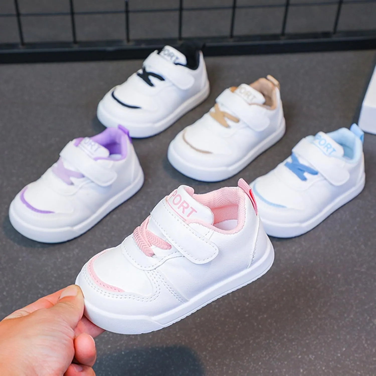 Infant Kids Sneakers School Running Loafers Lo𝐰 Top Walking Tennis Casual Shoes Strap Athletic Sneakers for Children