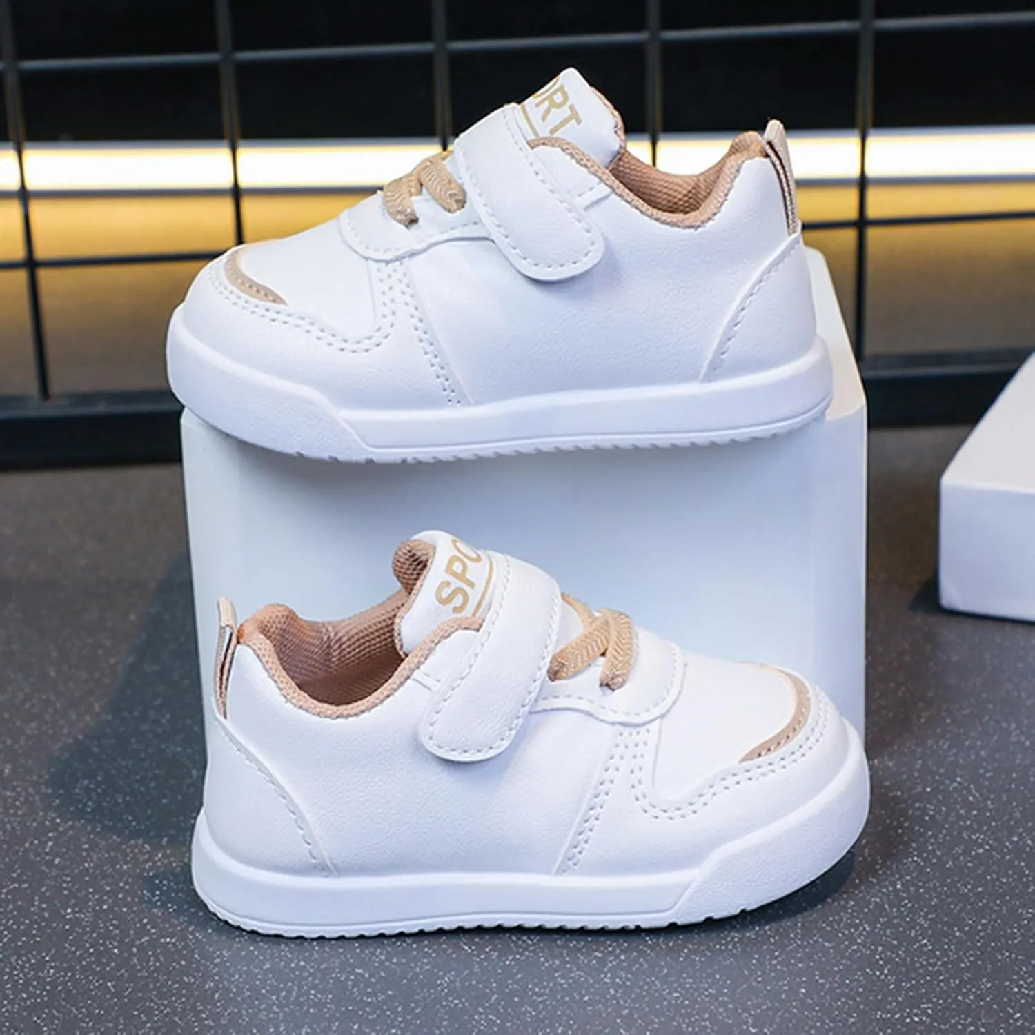 Infant Kids Sneakers School Running Loafers Lo𝐰 Top Walking Tennis Casual Shoes Strap Athletic Sneakers for Children