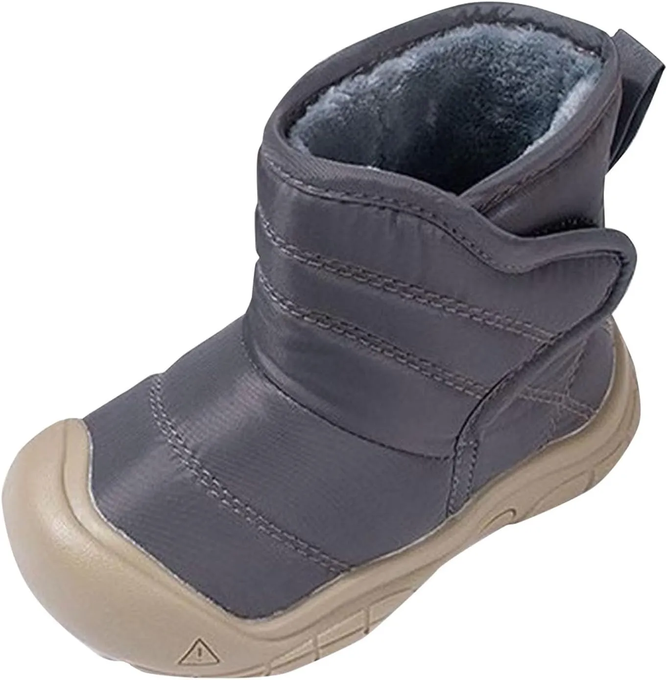 Insulated Snow Shoes For Boy Winter Non Slip Walking Shoes Plush Lined Slip On Shoes Waterproof Hiking Boots (Grey, 8 Toddler)