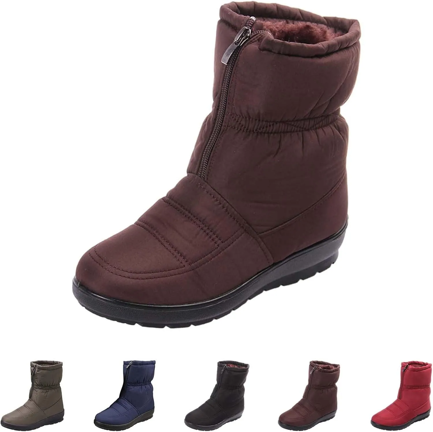 Insulated Snow Shoes For Women Non-Slip Fu Lined Ankle Booties Wide Calf Platform Slip On Boots Winter Shoes