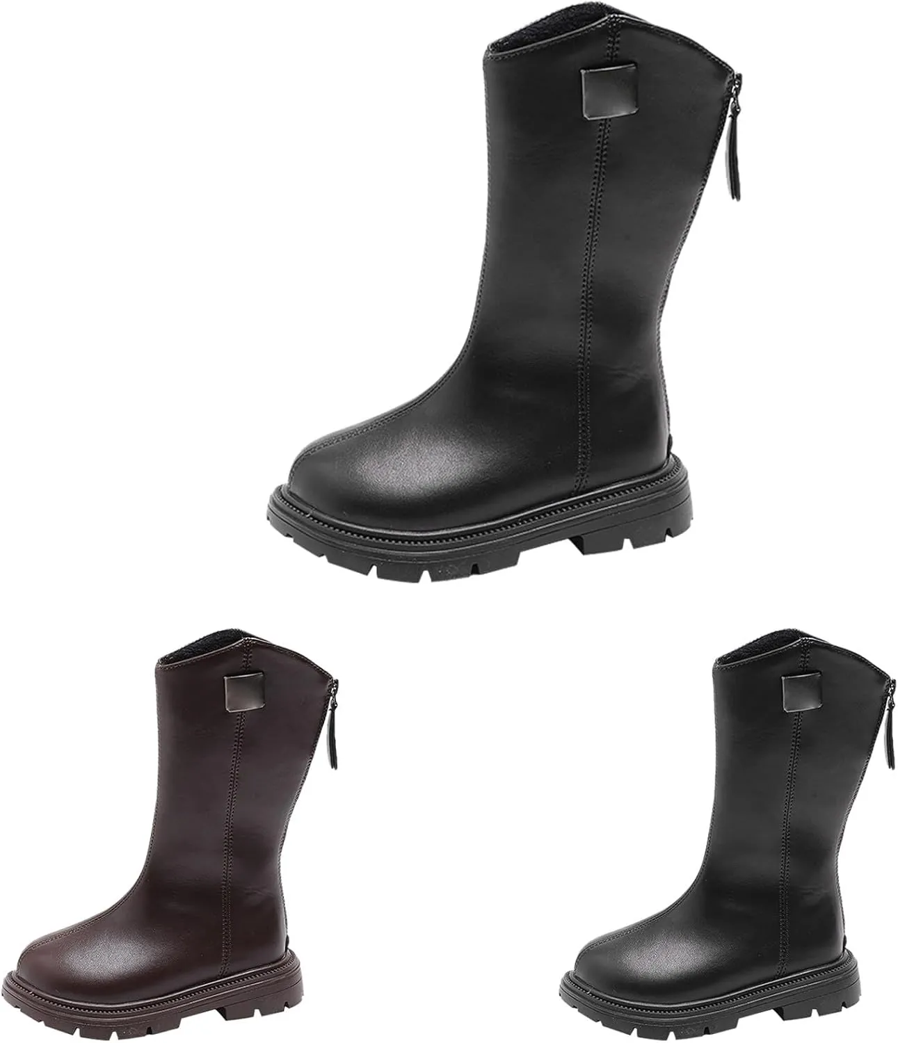 Kids Classic Riding Boots Stretchy Easy-Fit Synthetic Western Cowboy Booties Toddler Soft Bottom Breathable Shoes