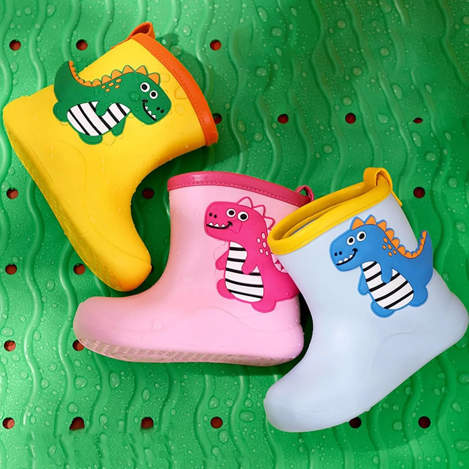 Kids Rubber Rain Boots, Waterproof Solid Classic Pull On Snow Boot for Children Toddler Boys Girls