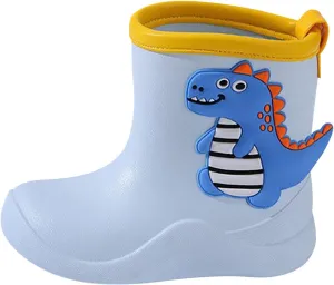 Kids Rubber Rain Boots, Waterproof Solid Classic Pull On Snow Boot for Children Toddler Boys Girls