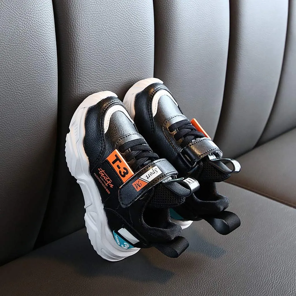 Kids Running Shoes Walking Sports Athletic Tennis Sneakers for Boys Girls Lightweight Outdoor Shoes Casual Shoes (Black-03#, 12-15Months)