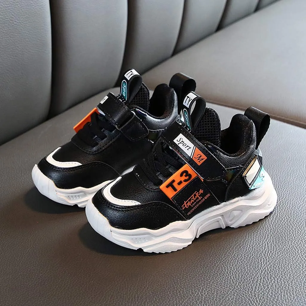 Kids Running Shoes Walking Sports Athletic Tennis Sneakers for Boys Girls Lightweight Outdoor Shoes Casual Shoes (Black-03#, 12-15Months)