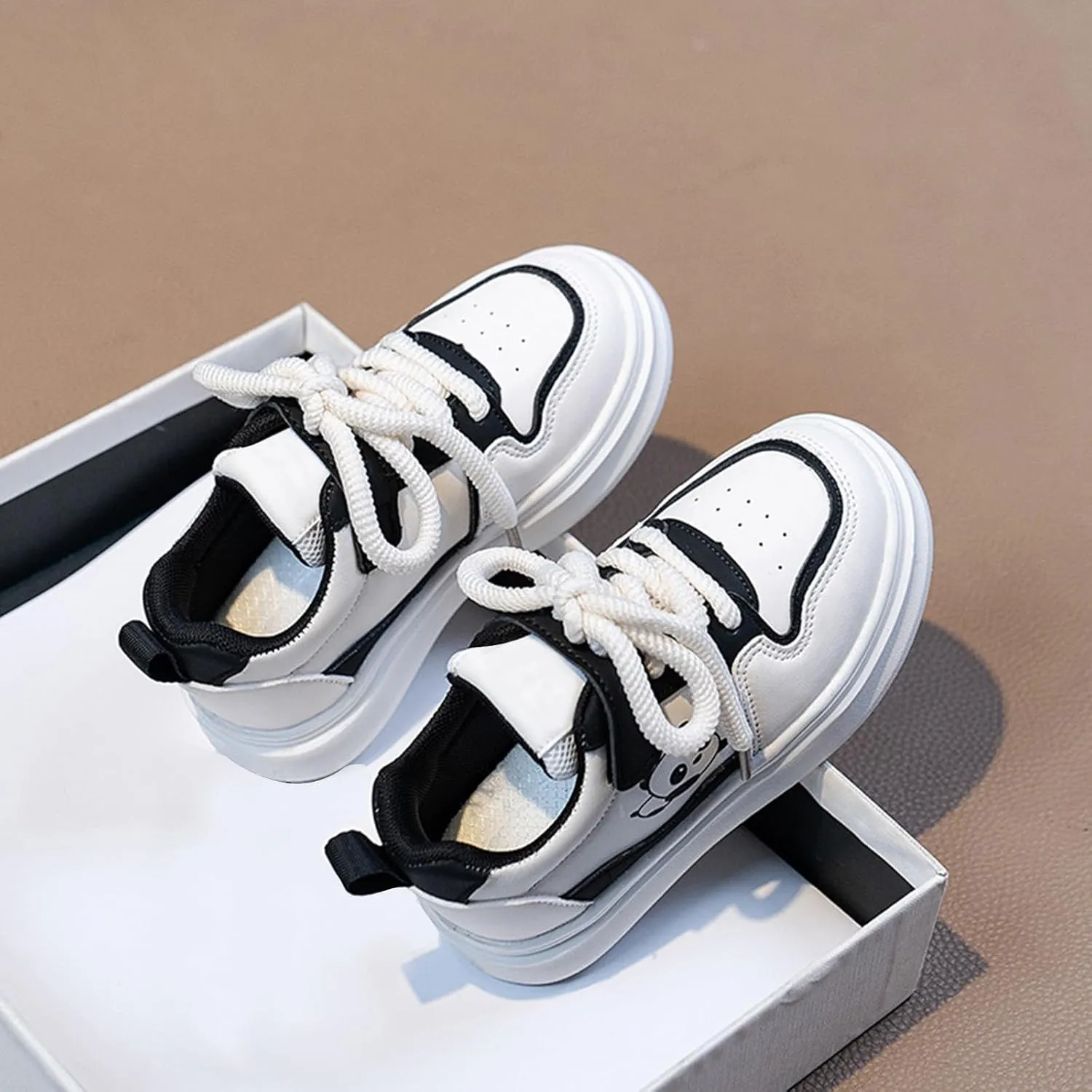 Kids Shoelace Running Sport Shoes Ankle Flat Non Slip Sneaker Baby Boys Girls Panda Light Breathable Fashion Casual Shoes