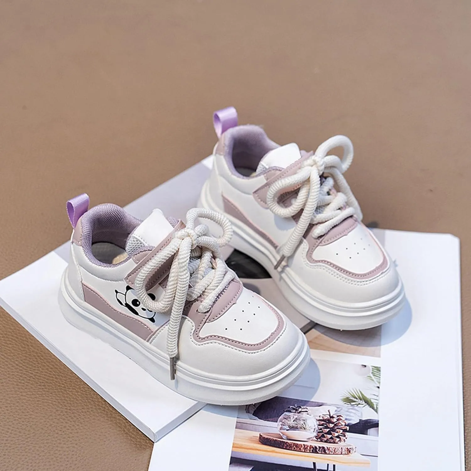 Kids Shoelace Running Sport Shoes Ankle Flat Non Slip Sneaker Baby Boys Girls Panda Light Breathable Fashion Casual Shoes