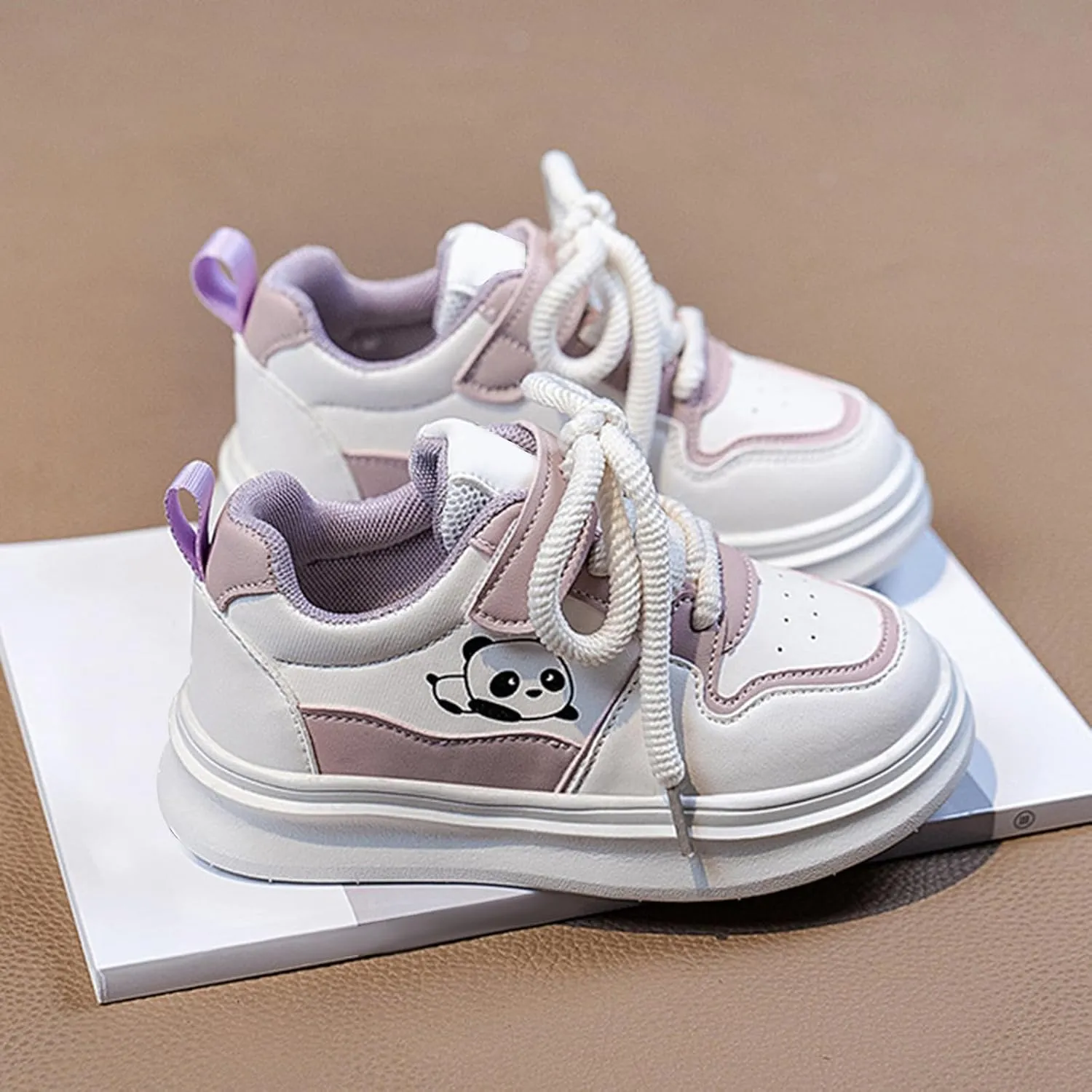 Kids Shoelace Running Sport Shoes Ankle Flat Non Slip Sneaker Baby Boys Girls Panda Light Breathable Fashion Casual Shoes