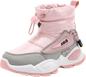 Kids Snow Booties Padded Thick Shoes Childrens Outdoor Ski Non Slip Boots Fashion Chunky Sole Warm Comfy Short Boots
