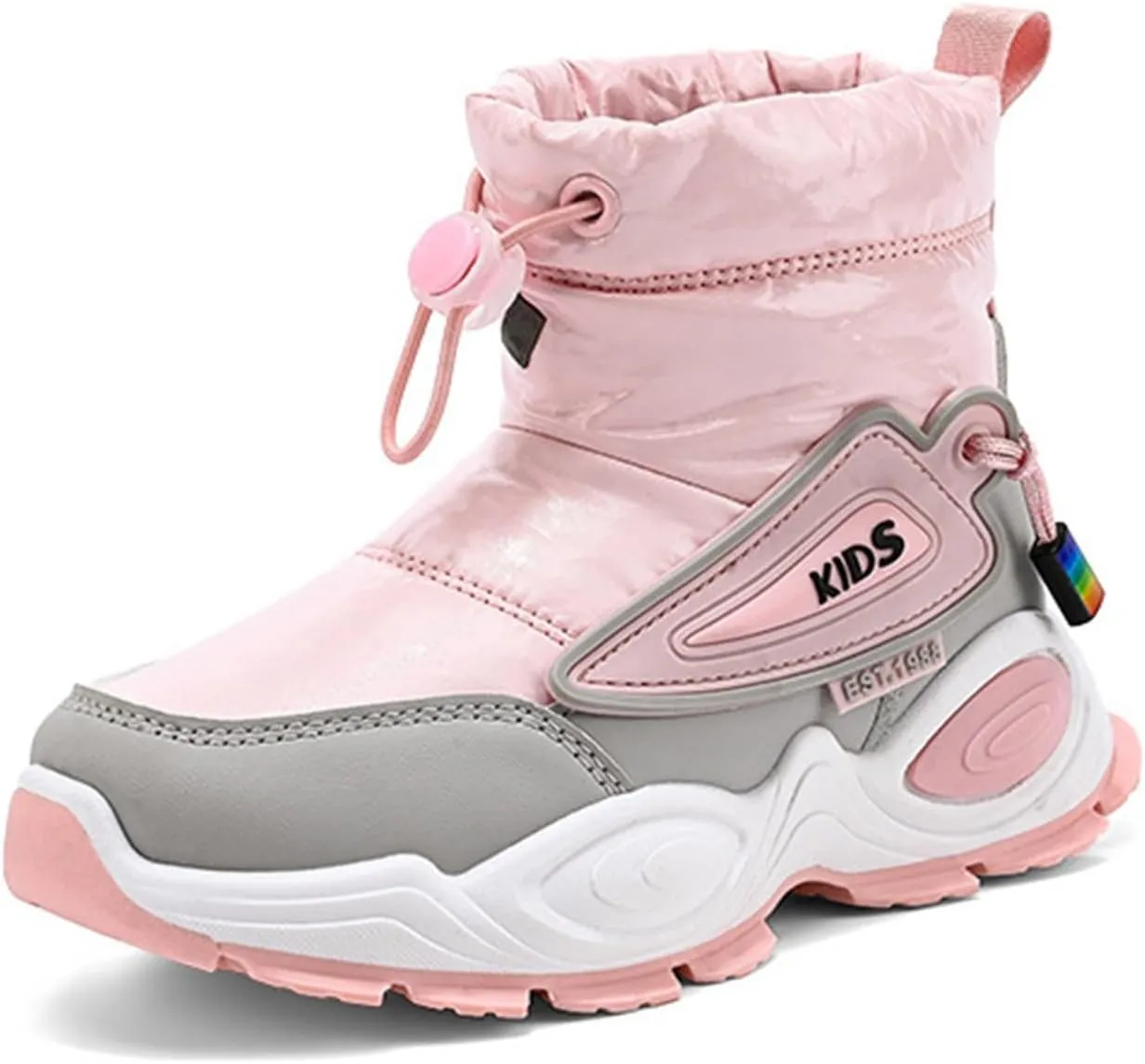 Kids Snow Booties Padded Thick Shoes Childrens Outdoor Ski Non Slip Boots Fashion Chunky Sole Warm Comfy Short Boots