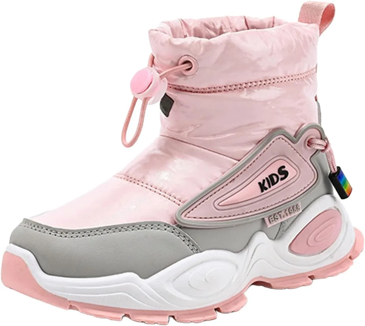 Kids Snow Booties Padded Thick Shoes Childrens Outdoor Ski Non Slip Boots Fashion Chunky Sole Warm Comfy Short Boots