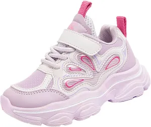 Kids Sport Sneakers for Boys Girls Mesh Breathable Running Shoes Hook and Loop Lightweight Athletic Casual Shoes