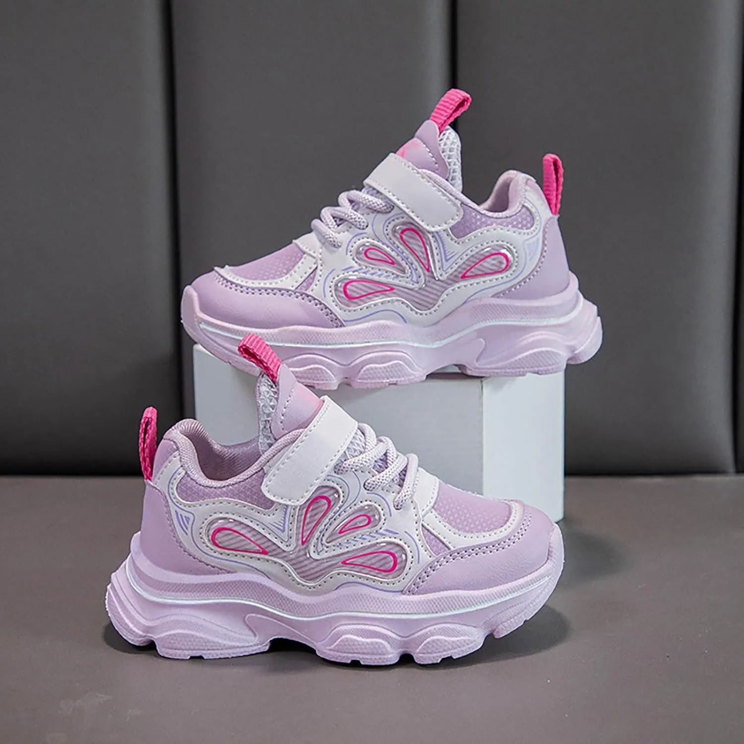 Kids Sport Sneakers for Boys Girls Mesh Breathable Running Shoes Hook and Loop Lightweight Athletic Casual Shoes