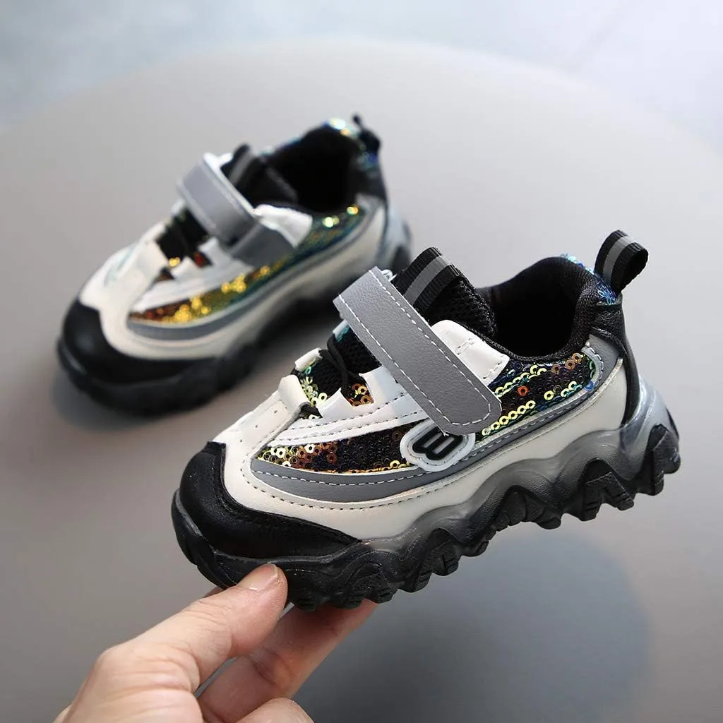 Kids Striped Shoes Lightweight Breathable Running Tennis Boys Girls LED Light Up Sport Sneakers Trainers 1-6Years (Black-05#, 4.5-5Years)
