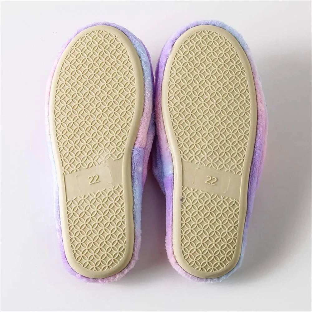 Kids Unicorn Fuzzy Slippers with Anti-Slip Soles for Boys Girls