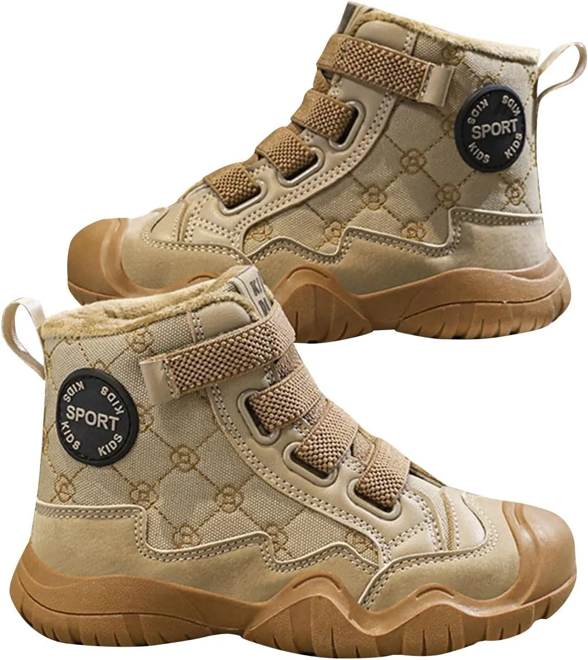 Kids Winter Barefoot Hiking Boots Wide Toe Box Waterproof Fleece Lined Platform Sneakers for Boys Girls
