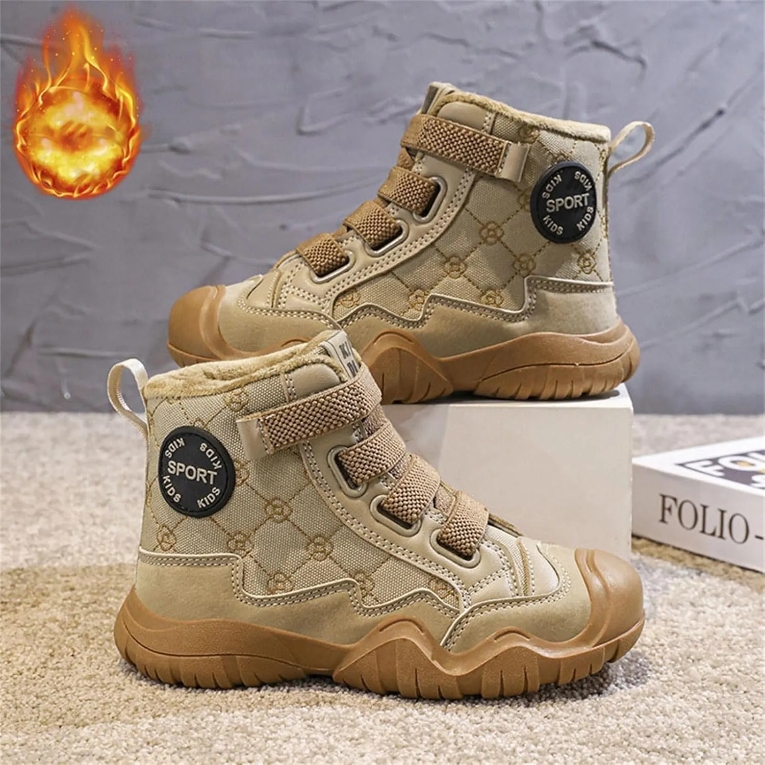 Kids Winter Barefoot Hiking Boots Wide Toe Box Waterproof Fleece Lined Platform Sneakers for Boys Girls