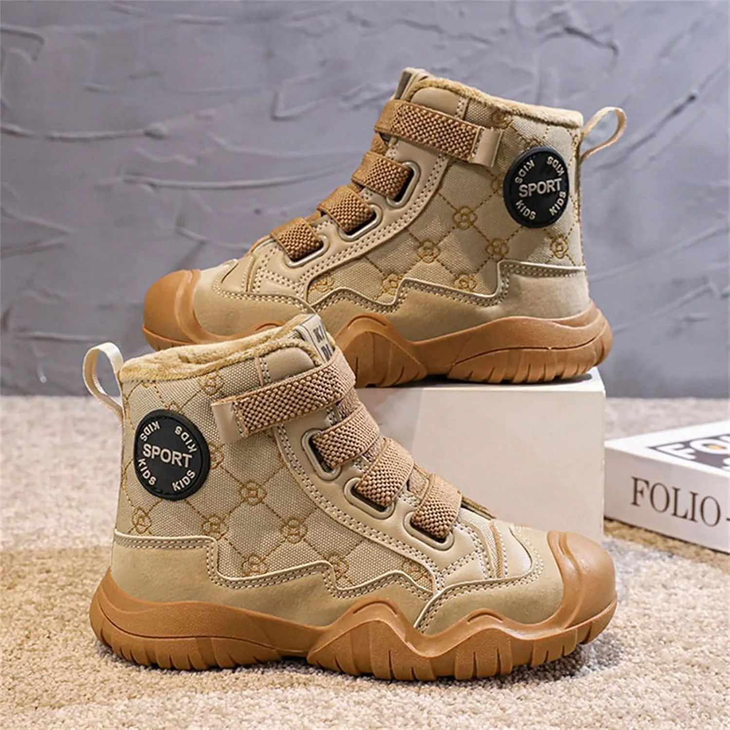 Kids Winter Barefoot Hiking Boots Wide Toe Box Waterproof Fleece Lined Platform Sneakers for Boys Girls