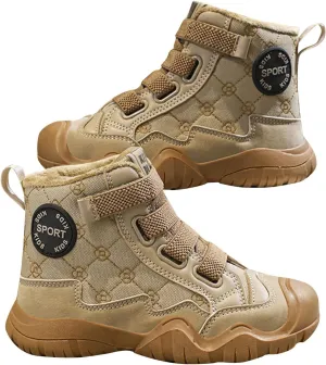 Kids Winter Barefoot Hiking Boots Wide Toe Box Waterproof Fleece Lined Platform Sneakers for Boys Girls