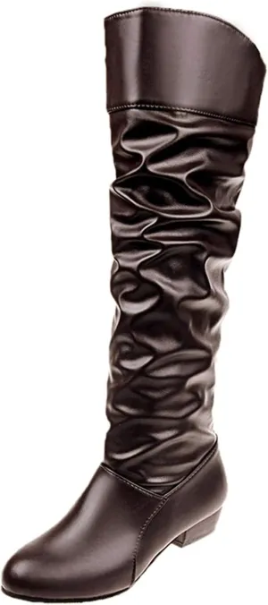 Knee High Boots Women Chunky Heel Round Toe Tall Boots High Heel Side Zipper Long Boots Office Dress Tall Boots