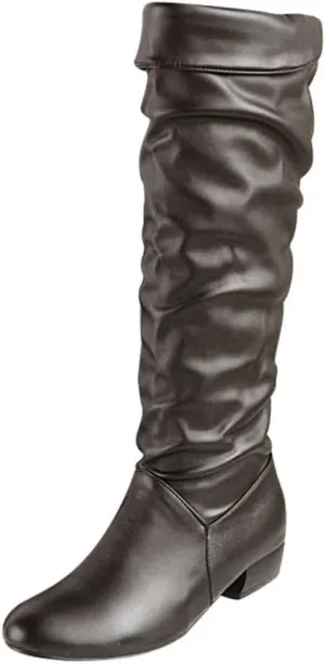 Knee High Boots Women Chunky Heel Round Toe Tall Boots High Heel Side Zipper Long Boots Office Dress Tall Boots