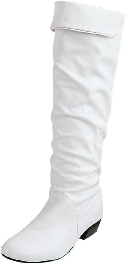 Knee High Boots Women Chunky Heel Round Toe Tall Boots High Heel Side Zipper Long Boots Office Dress Tall Boots