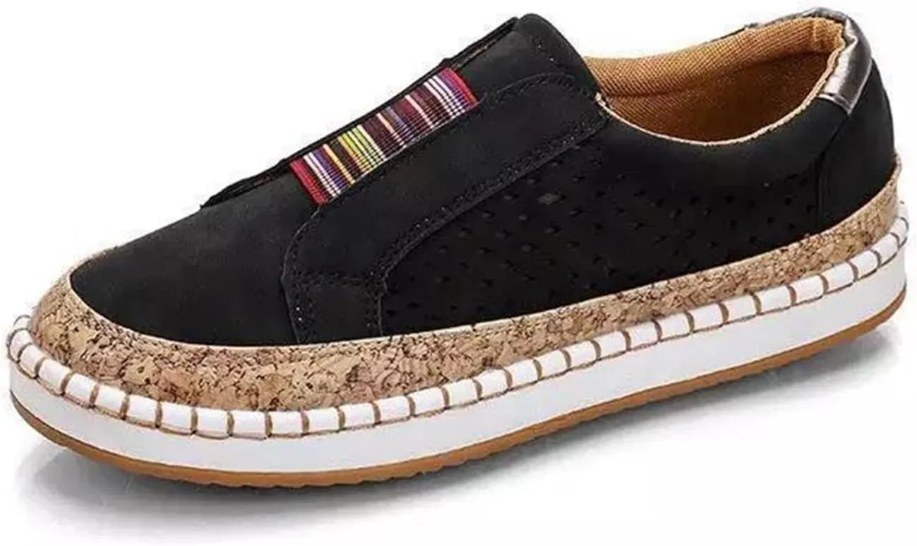 Ladmiple Shoes For Women Sneakers Slip Ons Walking Shoes Non Slip Lightweight Gym Fashion Lace Up Platform Flats Loafers