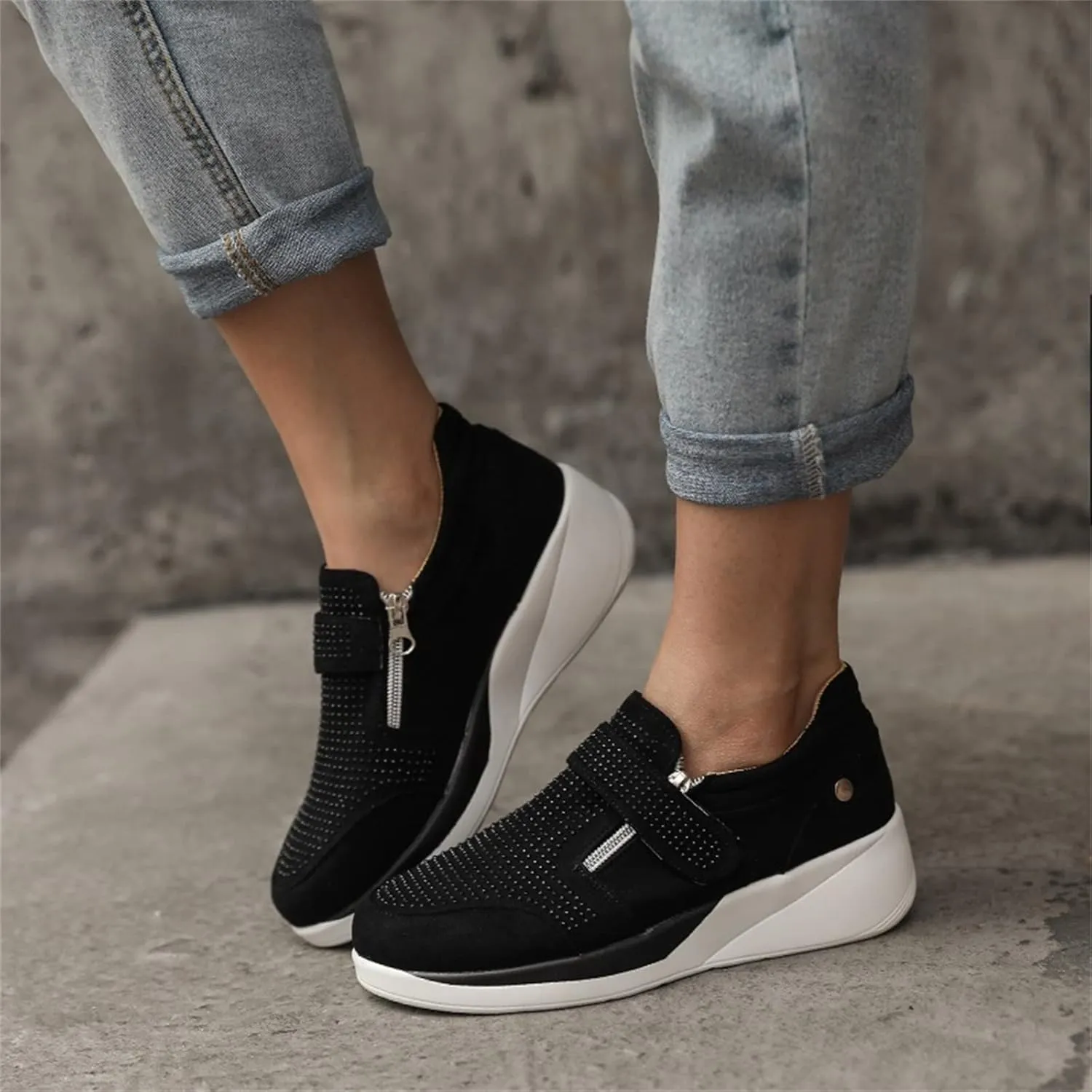 Ladmiple Sneakers For Women Slip On Wide Width Low Top Canvas Walking Shoes Fashion Dressy Casual Summer Flats Loafers