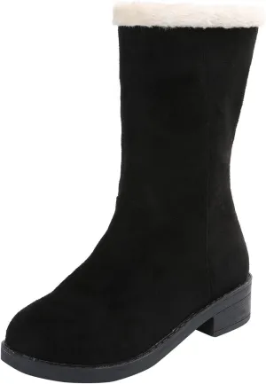 Ladmiple Snow Boots For Women Tall Mid Calf Casual Warm Shoes Faux Fur-Lined Comfortable Lightweight Outdoor Winter Boots