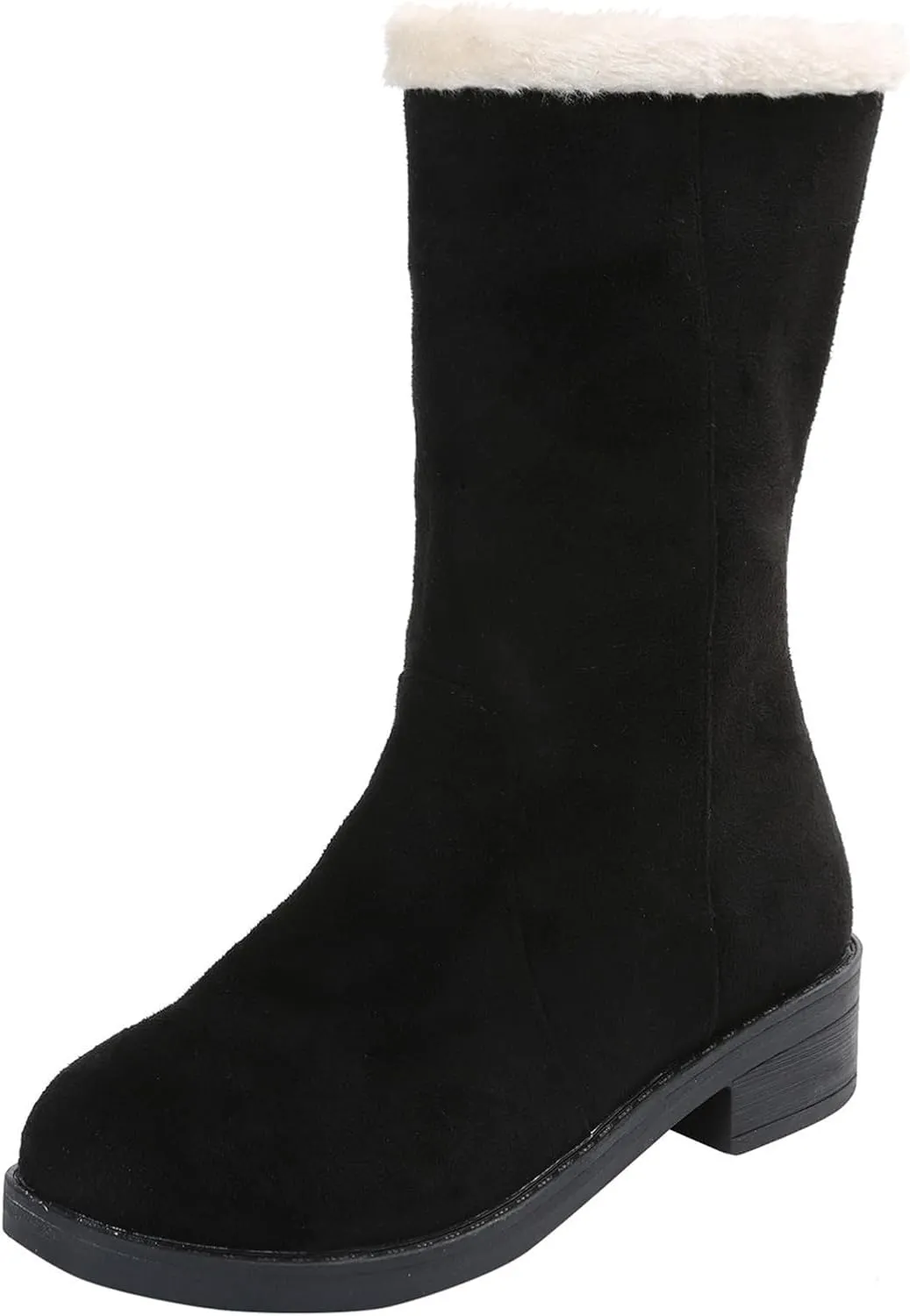 Ladmiple Snow Boots For Women Tall Mid Calf Casual Warm Shoes Faux Fur-Lined Comfortable Lightweight Outdoor Winter Boots