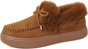 Ladmiple Snow Boots For Women Wide Width Casual Lace Up Warm Loafers Shoes Faux Fur-Lined Comfort Winter Ankle Booties