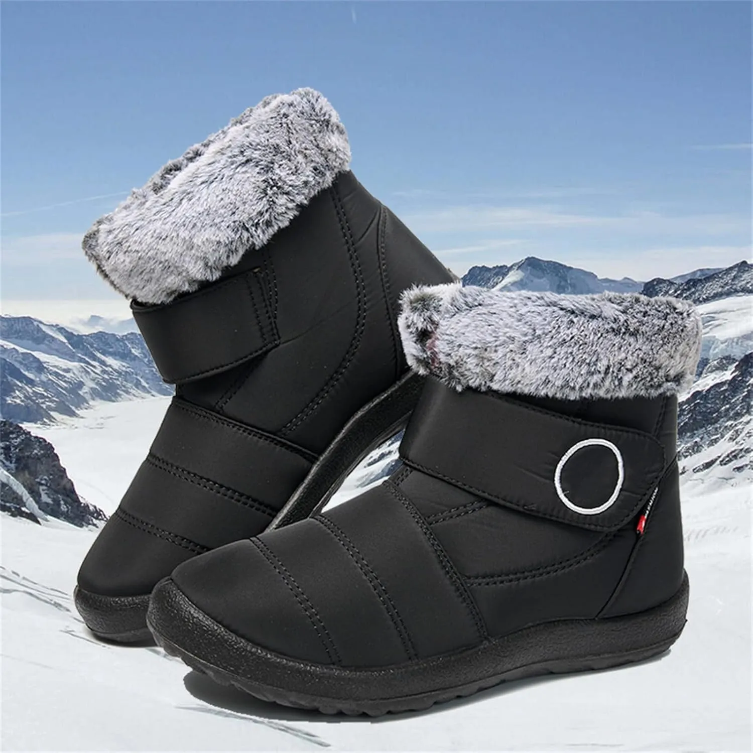 Lausiuoe Winter Boots For Women Waterproof Snow Non Slip Warm Fur Lined Waterproof Ankle Boots Outdoor Comfortable Shoes