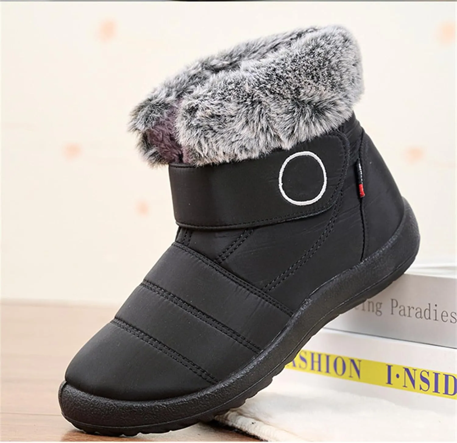 Lausiuoe Winter Boots For Women Waterproof Snow Non Slip Warm Fur Lined Waterproof Ankle Boots Outdoor Comfortable Shoes