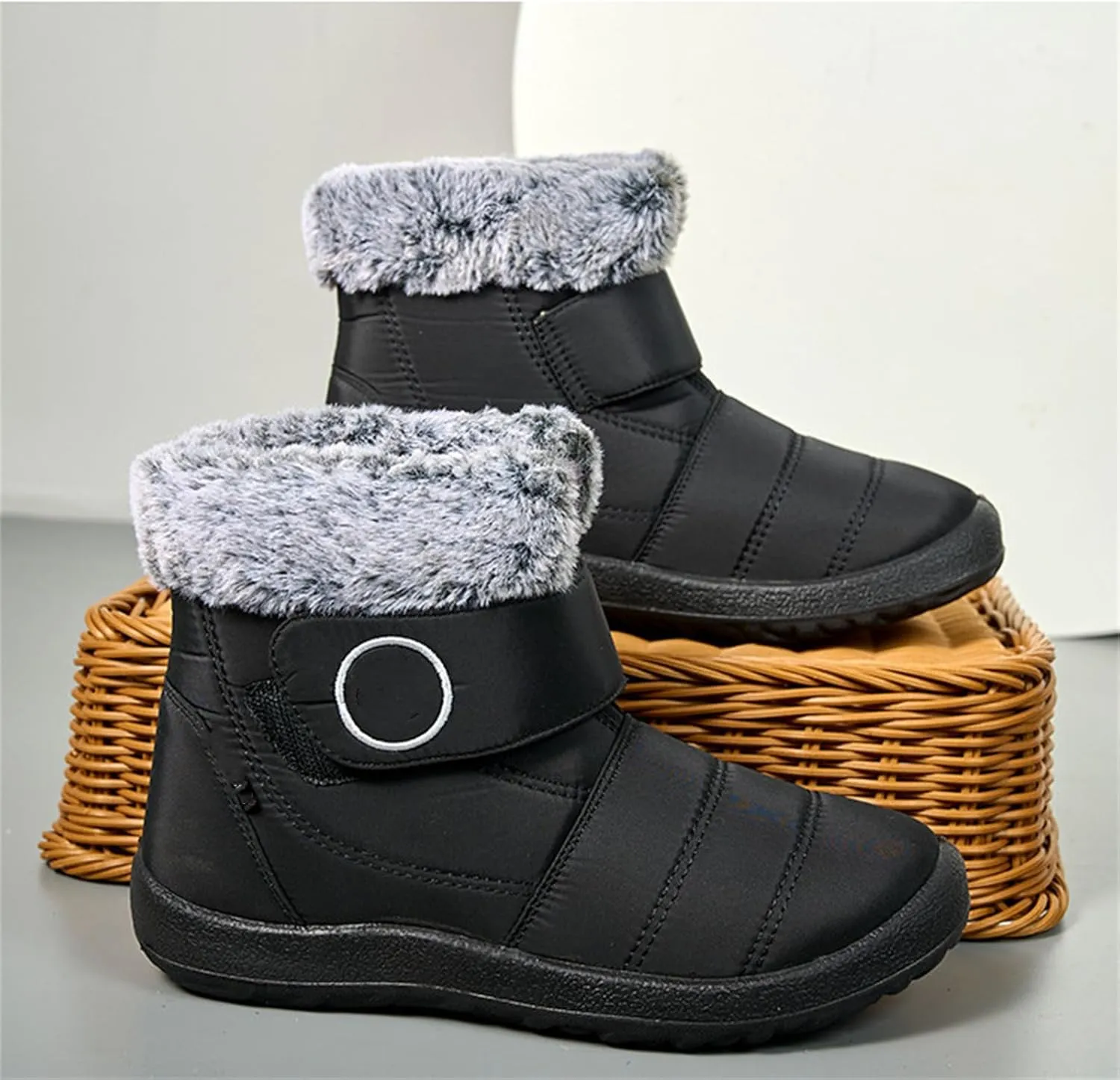 Lausiuoe Winter Boots For Women Waterproof Snow Non Slip Warm Fur Lined Waterproof Ankle Boots Outdoor Comfortable Shoes
