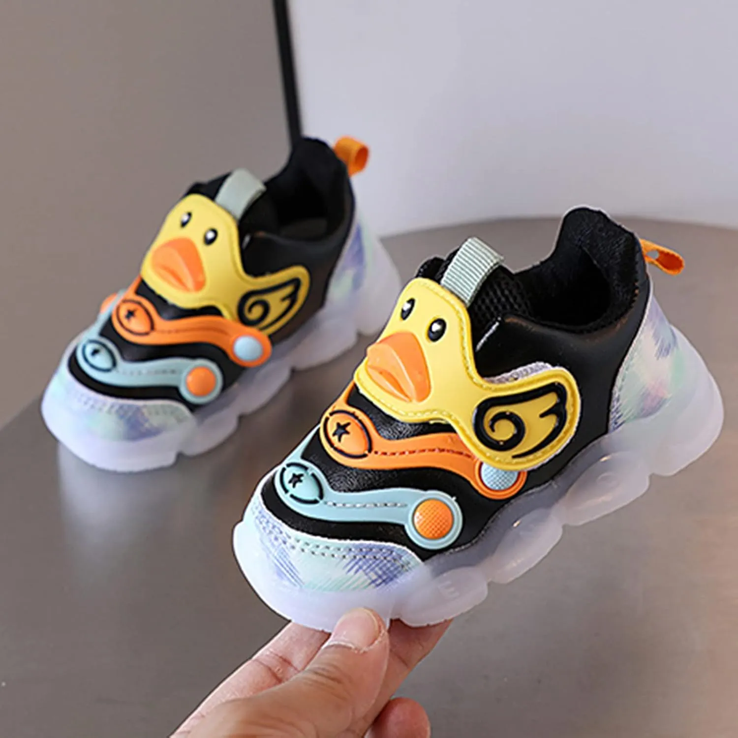 Leather Light Up artoon Sneaker for Toddler Baby Boys Led First Walking Sport Shoes Outdoor Breathable Non Slip Shoes