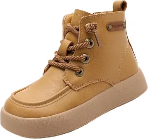 Leather Soft Snow Booties For Boys Kids Lace-Up Outdoor Sport Boots Shoes Fashion Casual aterproof Flat Shoes