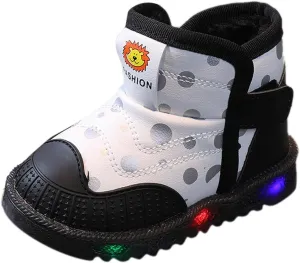 Led Light Shoes For Toddler Boys Girls Fuzzy Lined Thick Warm Booties Baby Infant Newborn Indoor Outdoor Flat Shoes