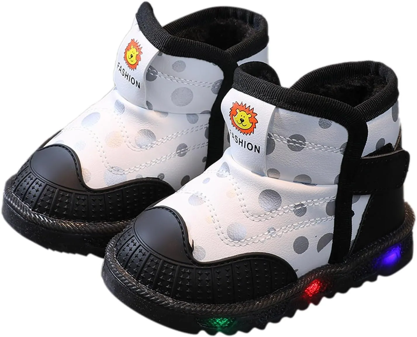 Led Light Shoes For Toddler Boys Girls Fuzzy Lined Thick Warm Booties Baby Infant Newborn Indoor Outdoor Flat Shoes