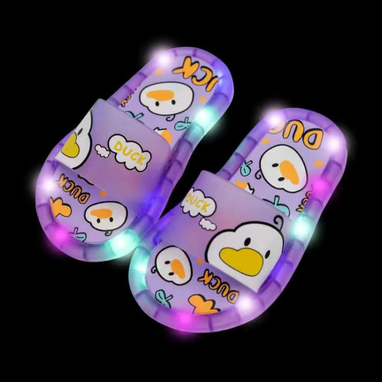 Led Shoes Non-Slip Open Toe Slipper Kids Soft Sole Flat Luminous Sandal Slip On Led Shoes Lightweight Beach Pool
