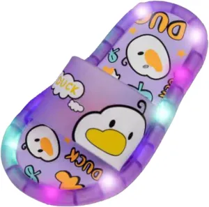 Led Shoes Non-Slip Open Toe Slipper Kids Soft Sole Flat Luminous Sandal Slip On Led Shoes Lightweight Beach Pool