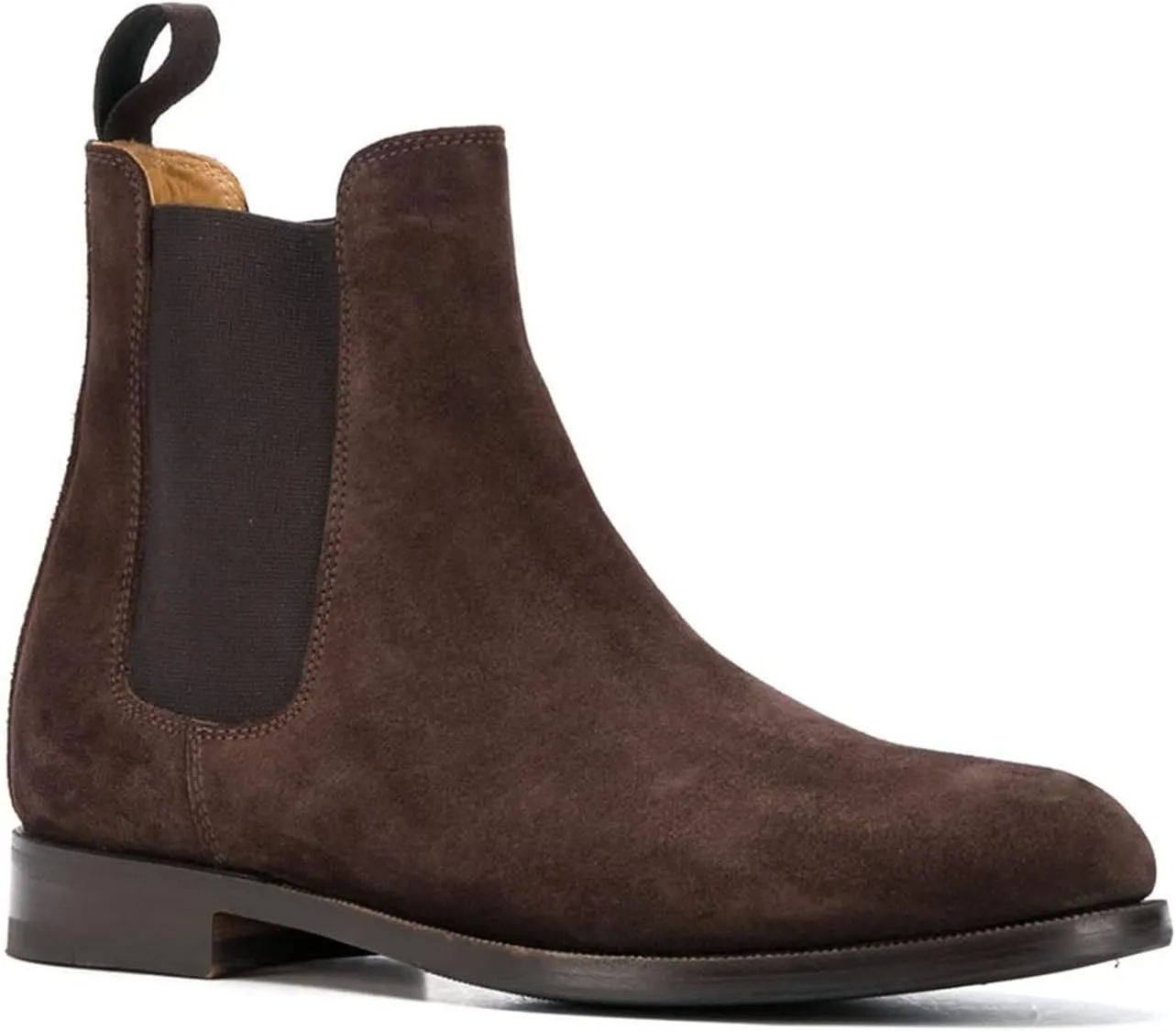 LEHOOR Women Chunky Low Heel Chelsea Ankle Boots Suede Round Toe Western Booties Slip On Comfortable 1.5 inch Flat Heel Chelsea Short Boots Elastic Office Ladies Casual Basic Dress Booties Winter Size 4-11 M US