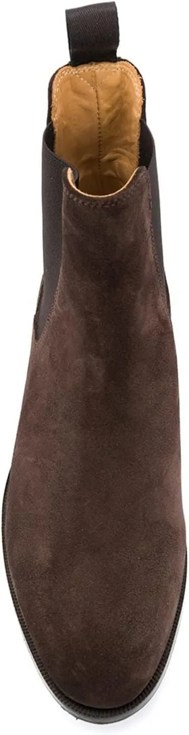 LEHOOR Women Chunky Low Heel Chelsea Ankle Boots Suede Round Toe Western Booties Slip On Comfortable 1.5 inch Flat Heel Chelsea Short Boots Elastic Office Ladies Casual Basic Dress Booties Winter Size 4-11 M US