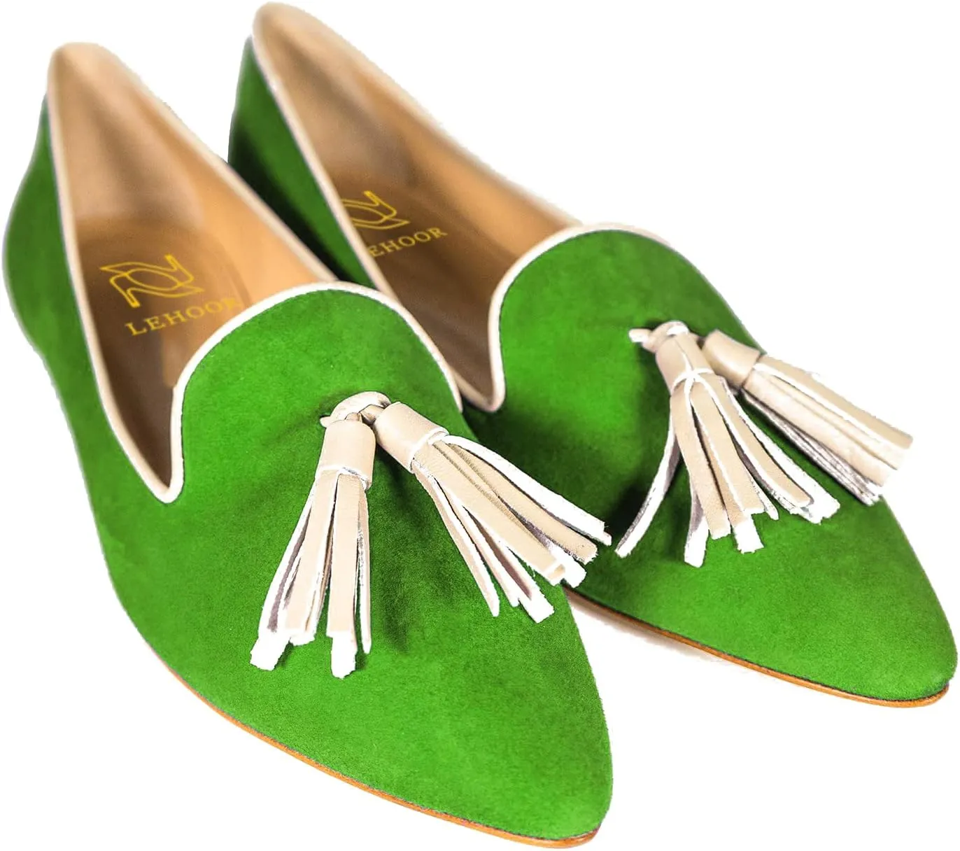 LEHOOR Women Pointed Toe Loafers Tassel Slip On Ballet Flats Suede Leather Summer Comfort Office Casual Dress Driver Loafers Closed Toe Flat Heels Pump Shoes Size 4-13 M US