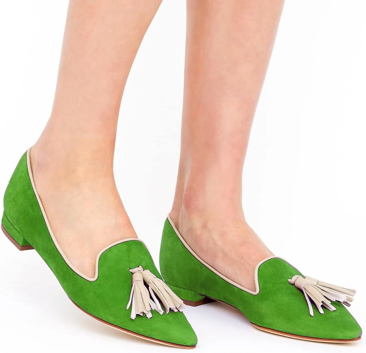 LEHOOR Women Pointed Toe Loafers Tassel Slip On Ballet Flats Suede Leather Summer Comfort Office Casual Dress Driver Loafers Closed Toe Flat Heels Pump Shoes Size 4-13 M US